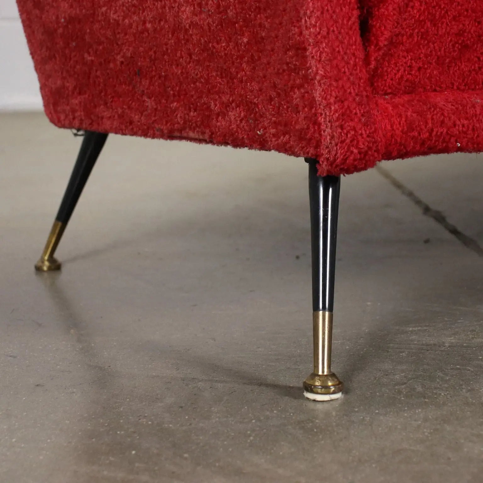 Vintage 3 Seater Sofa Brass Fabric Italy 1950s-1960s - Upholstery to be renewed | Modernism | Sofas