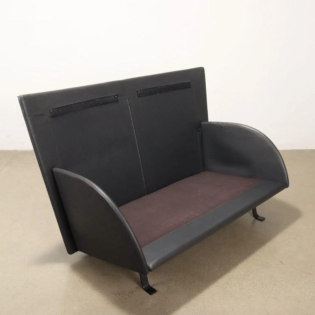 Vintage 1980s Sofa Velvet Leatherette with Pillowcases Italy | Modernism | Sofas