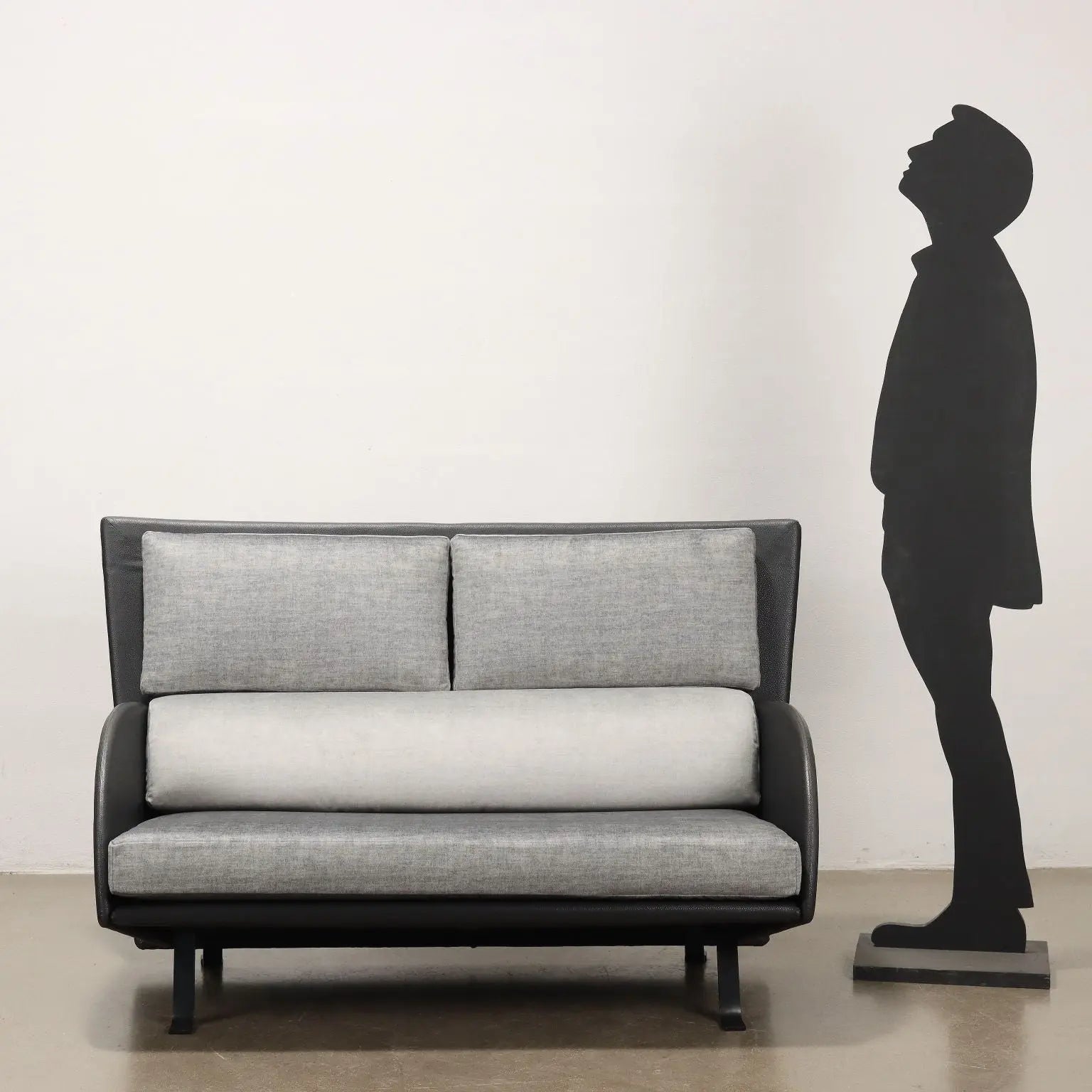 Vintage 1980s Sofa Velvet Leatherette with Pillowcases Italy | Modernism | Sofas