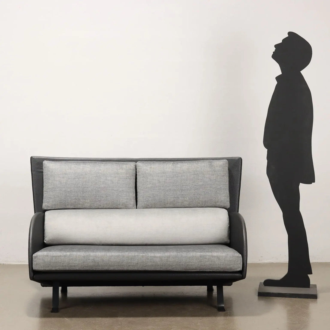 Vintage 1980s Sofa Velvet Leatherette with Pillowcases Italy | Modernism | Sofas
