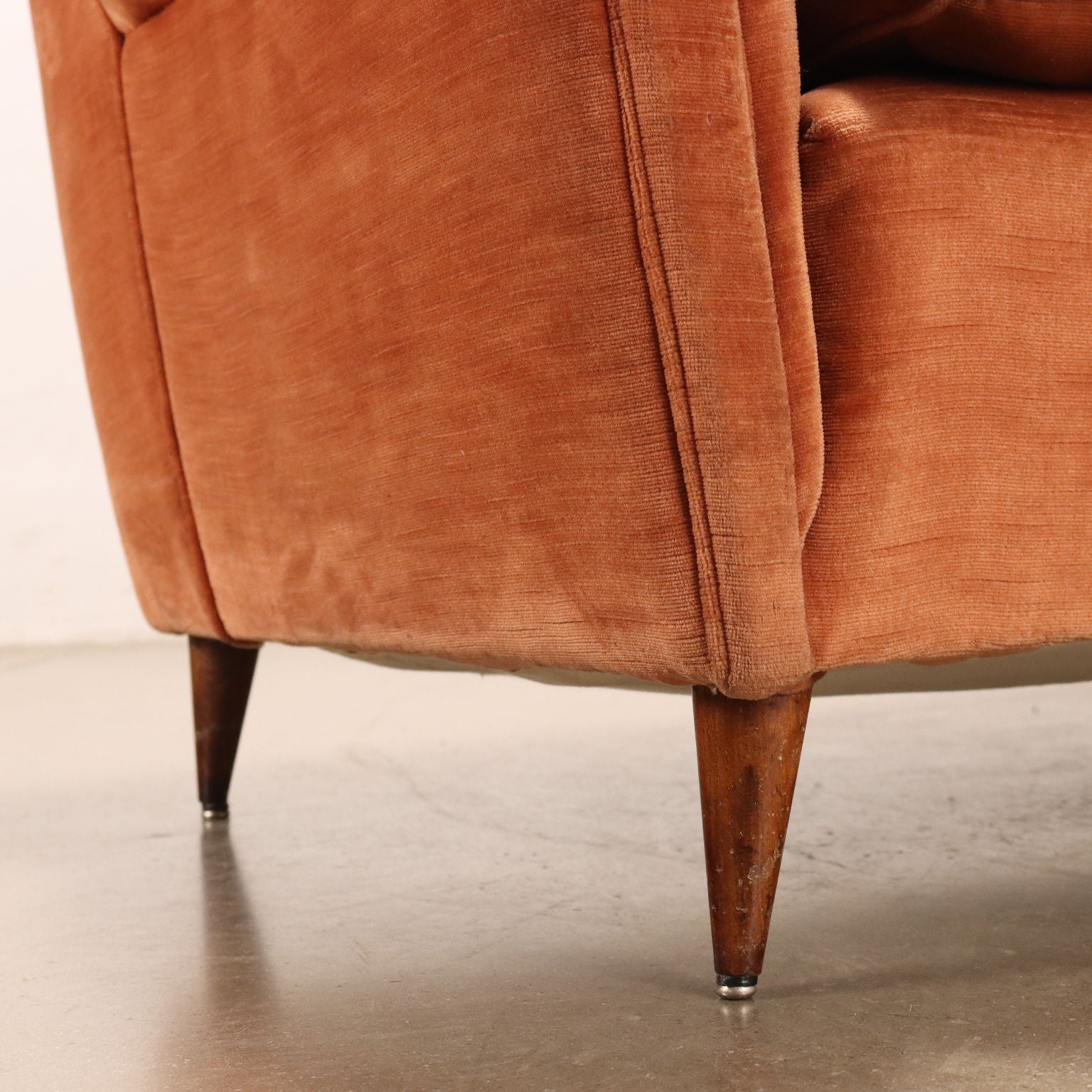 Vintage 1950s Sofa 3 Seater Red Velvet Italy To be Restored | Modernism  Sofas