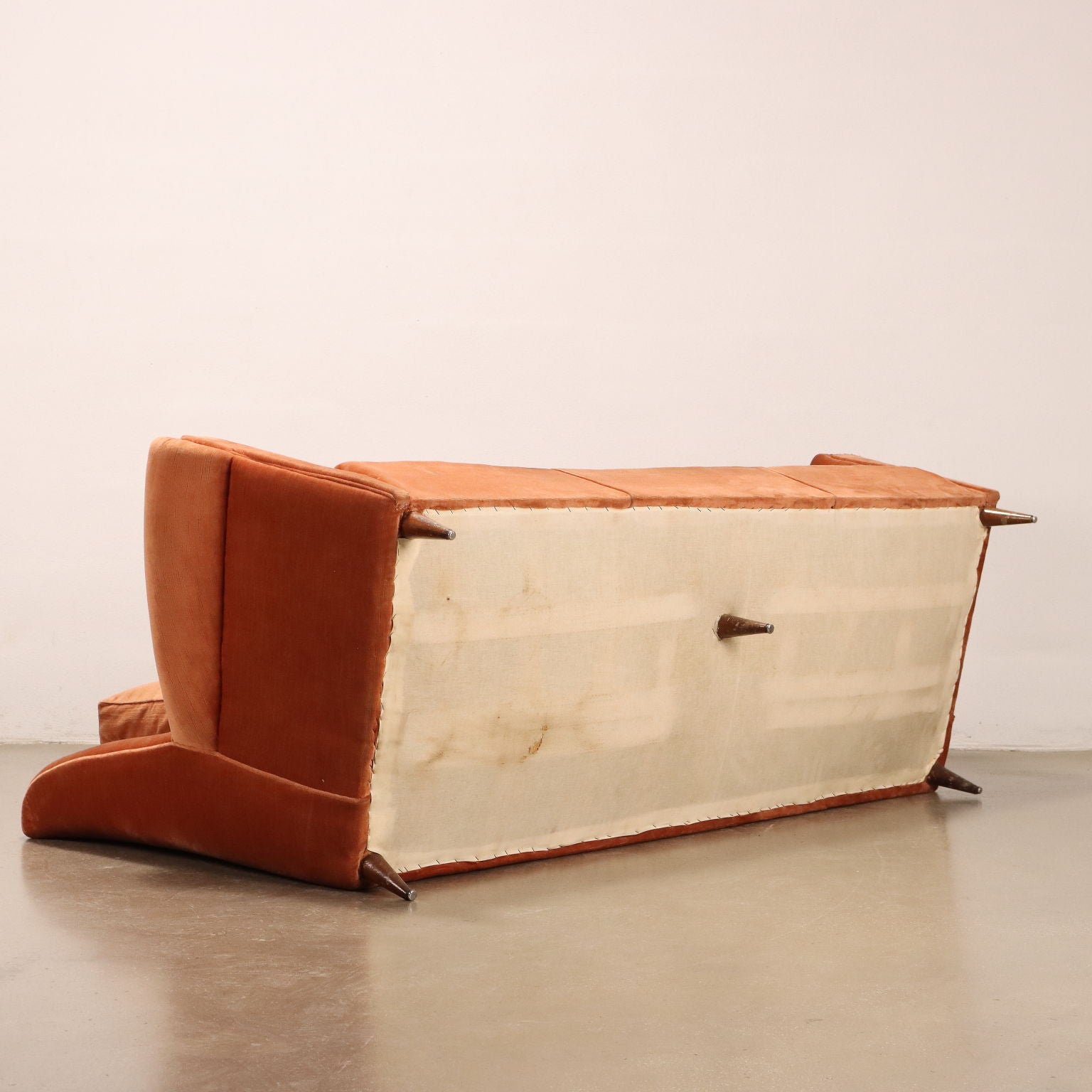 Vintage 1950s Sofa 3 Seater Red Velvet Italy To be Restored | Modernism  Sofas