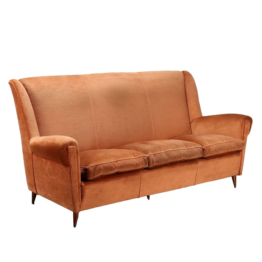 Vintage 1950s Sofa 3 Seater Red Velvet Italy To be Restored | Modernism | Sofas
