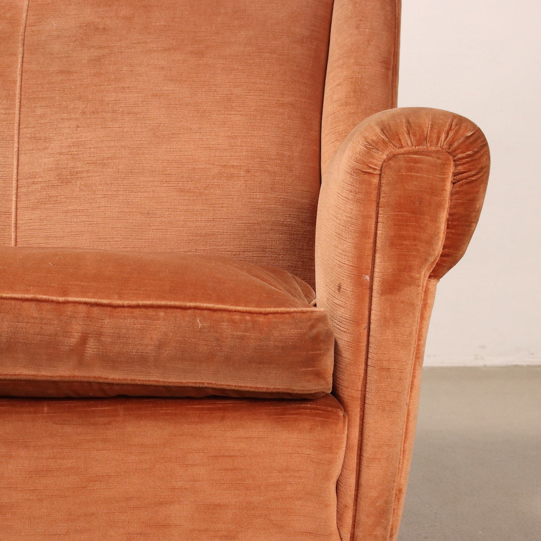 Vintage 1950s Sofa 3 Seater Red Velvet Italy To be Restored | Modernism  Sofas