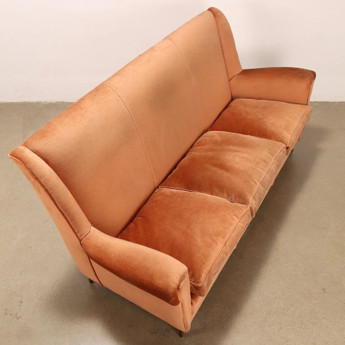 Vintage 1950s Sofa 3 Seater Red Velvet Italy To be Restored | Modernism | Sofas