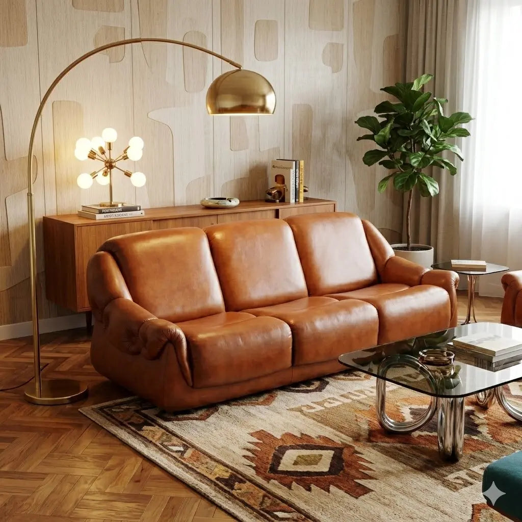 Vintage 1970s Sofa Leatherette 3 Seats Foam Italy | Modernism | Sofas