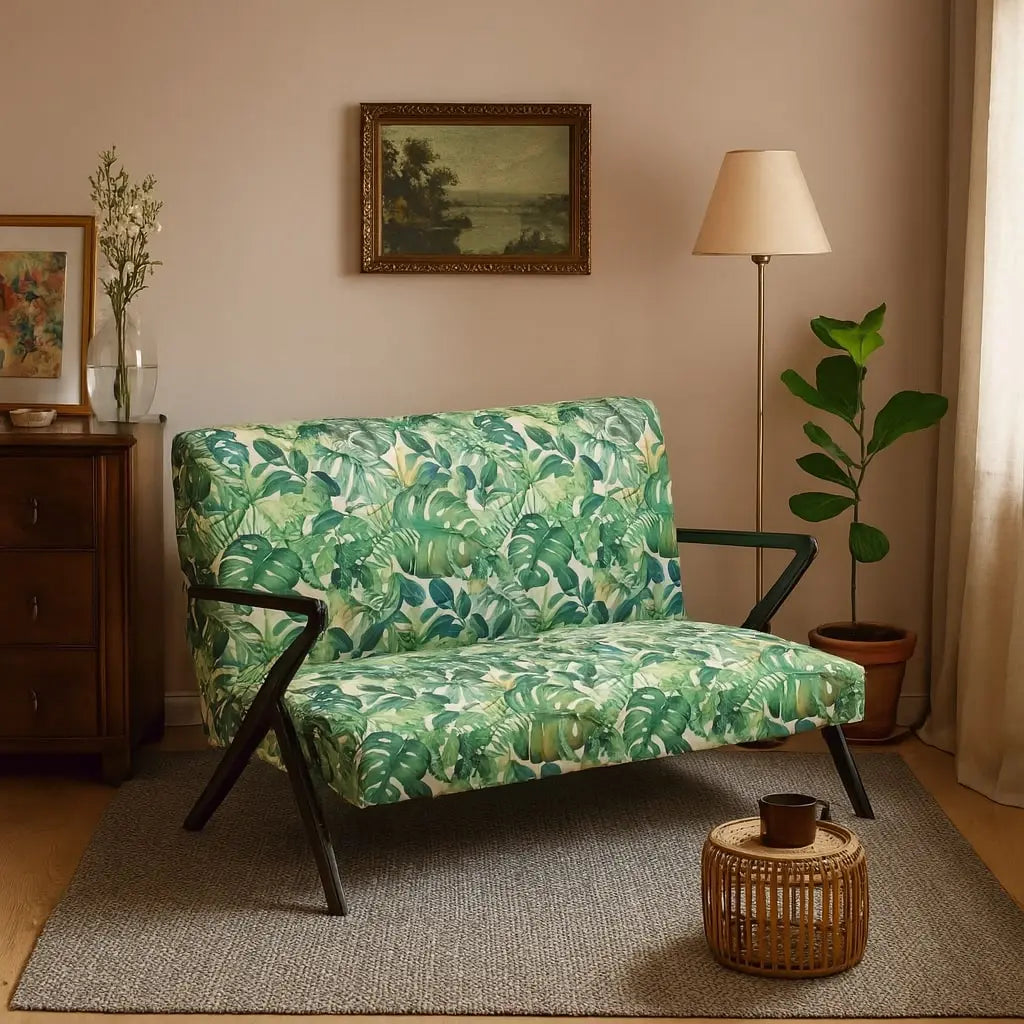 Vintage Sofa Jungle Collection Velvet Wood Design Italy 1950s-60s | Modernism | Sofas