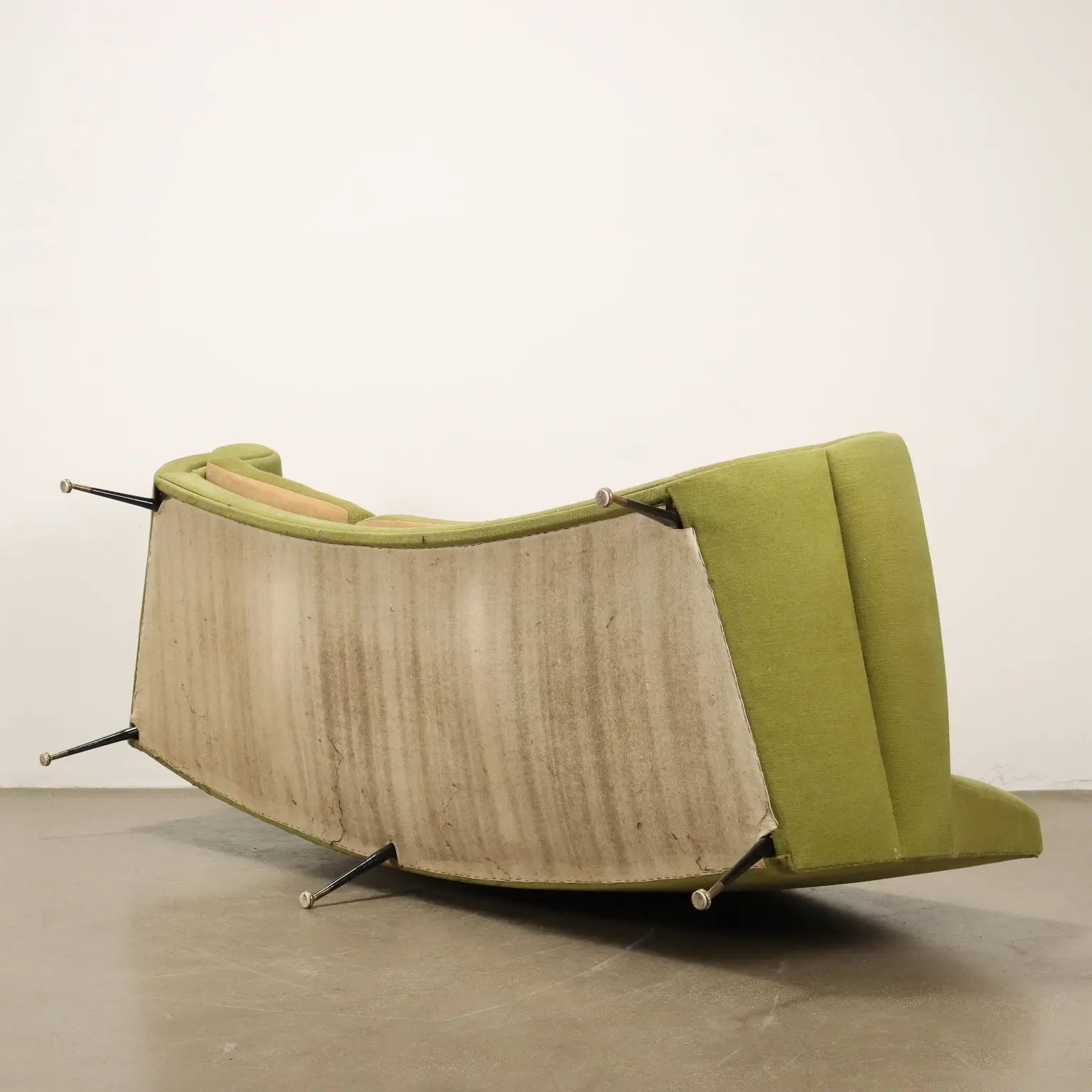 Vintage Sofa Fabric Brass 3 Seater Design Italy 1950s-1960s - 50s-60s | Modernism | Sofas