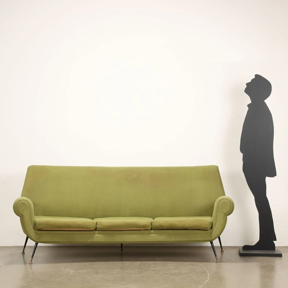 Vintage Sofa Fabric Brass 3 Seater Design Italy 1950s-1960s - 50s-60s | Modernism | Sofas