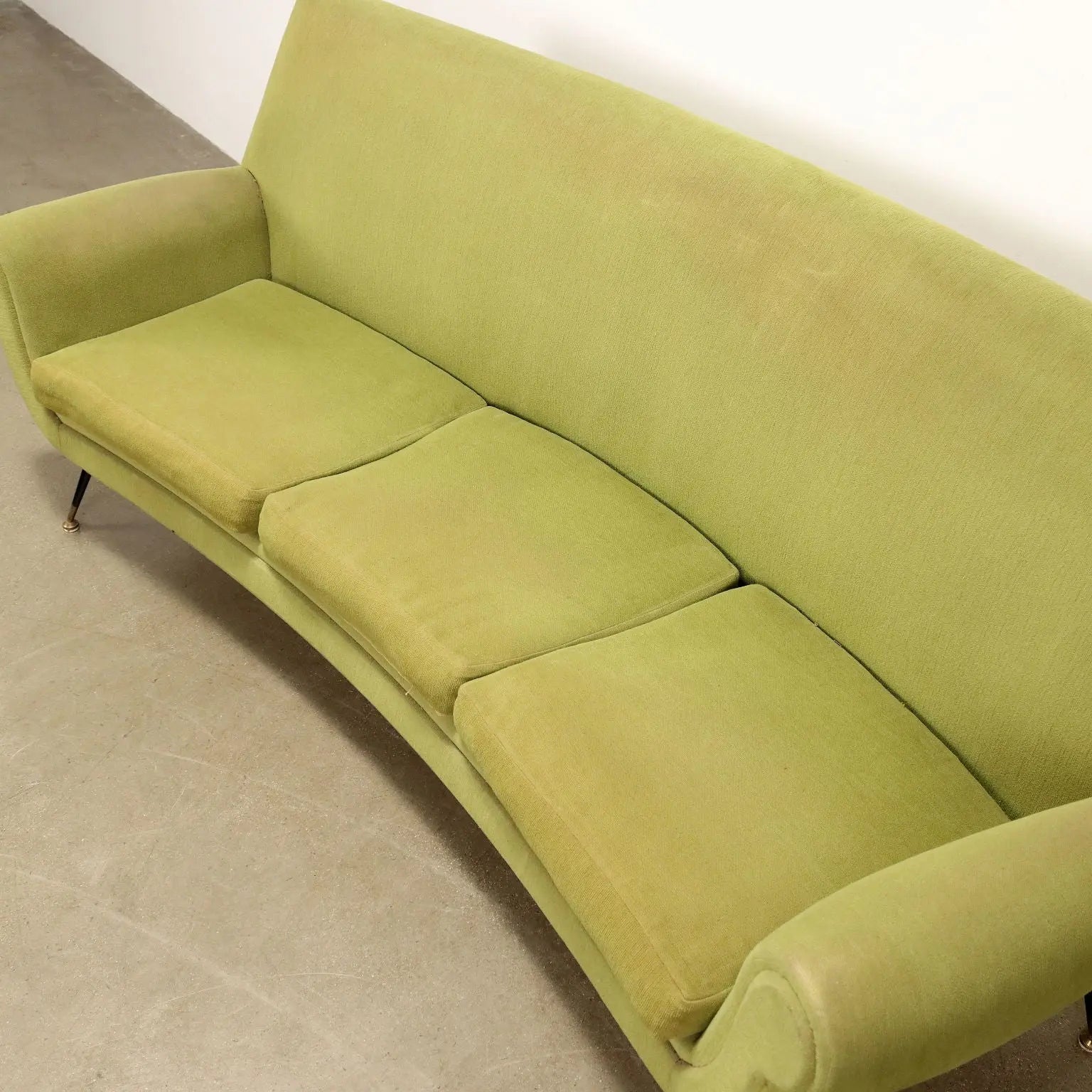 Vintage Sofa Fabric Brass 3 Seater Design Italy 1950s-1960s - 50s-60s | Modernism | Sofas