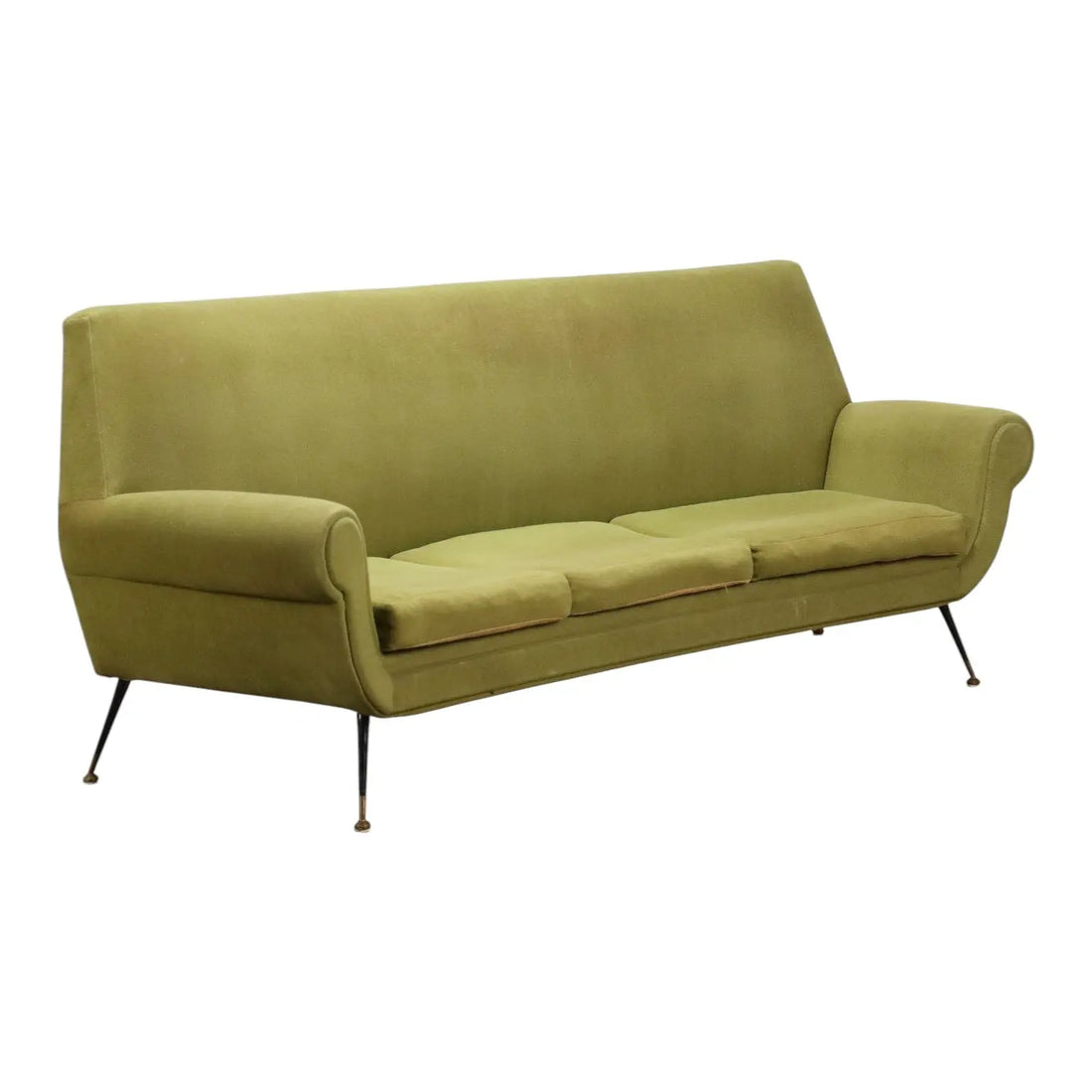 Vintage Sofa Fabric Brass 3 Seater Design Italy 1950s-1960s - 50s-60s | Modernism | Sofas