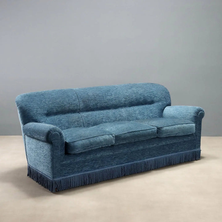 Vintage Sofa Velvet Spring Padding Design Italy 1950s