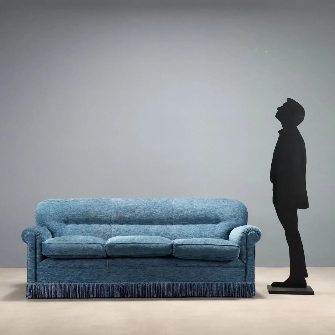 Vintage Sofa Velvet Spring Padding Design Italy 1950s