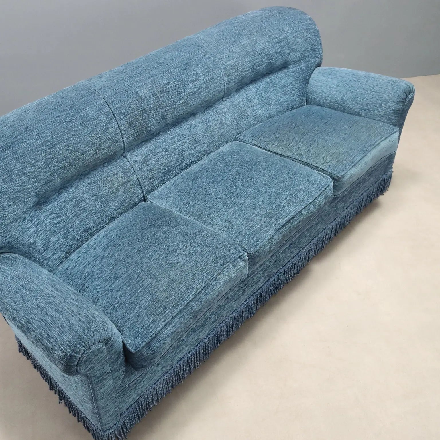 Vintage Sofa Velvet Spring Padding Design Italy 1950s