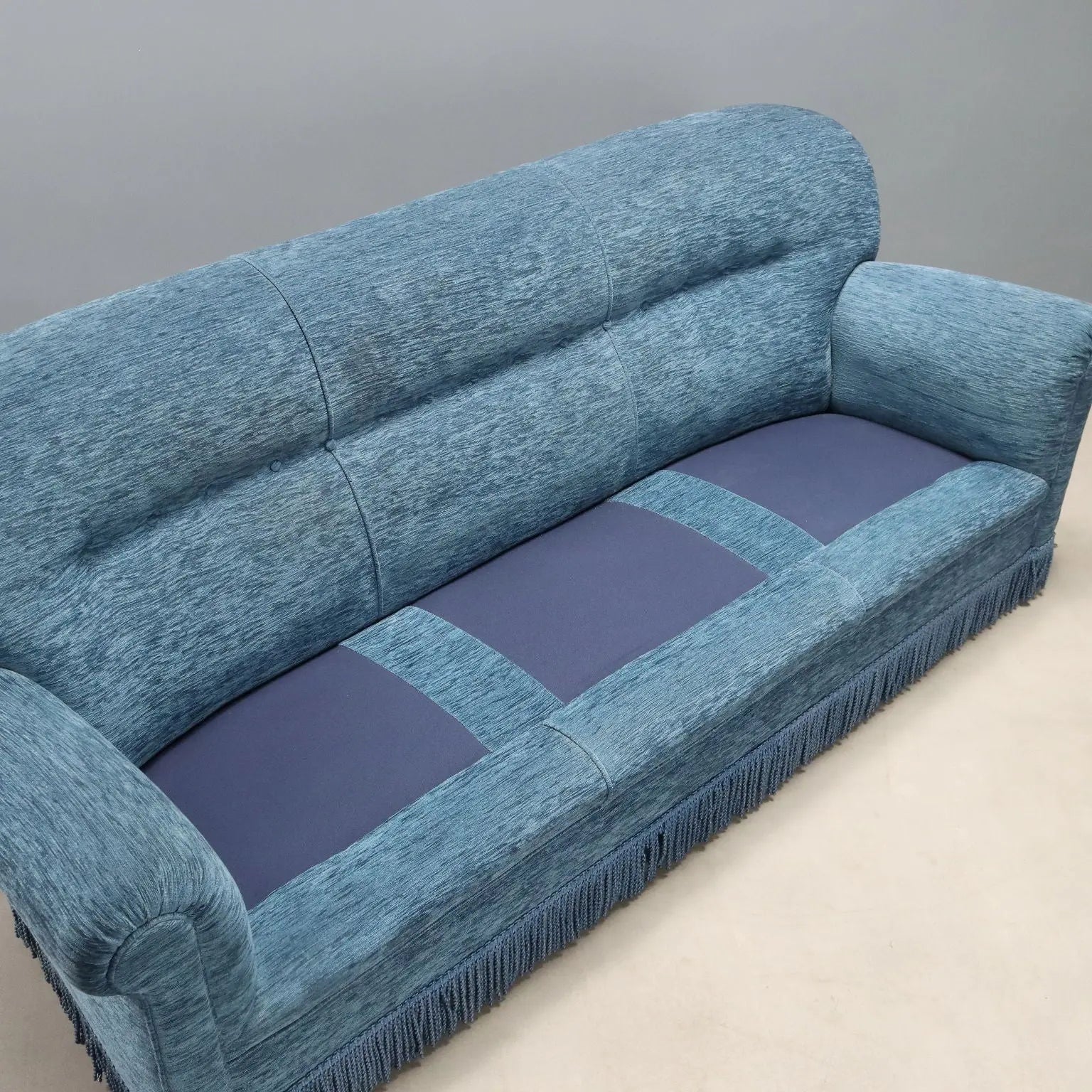 Vintage Sofa Velvet Spring Padding Design Italy 1950s