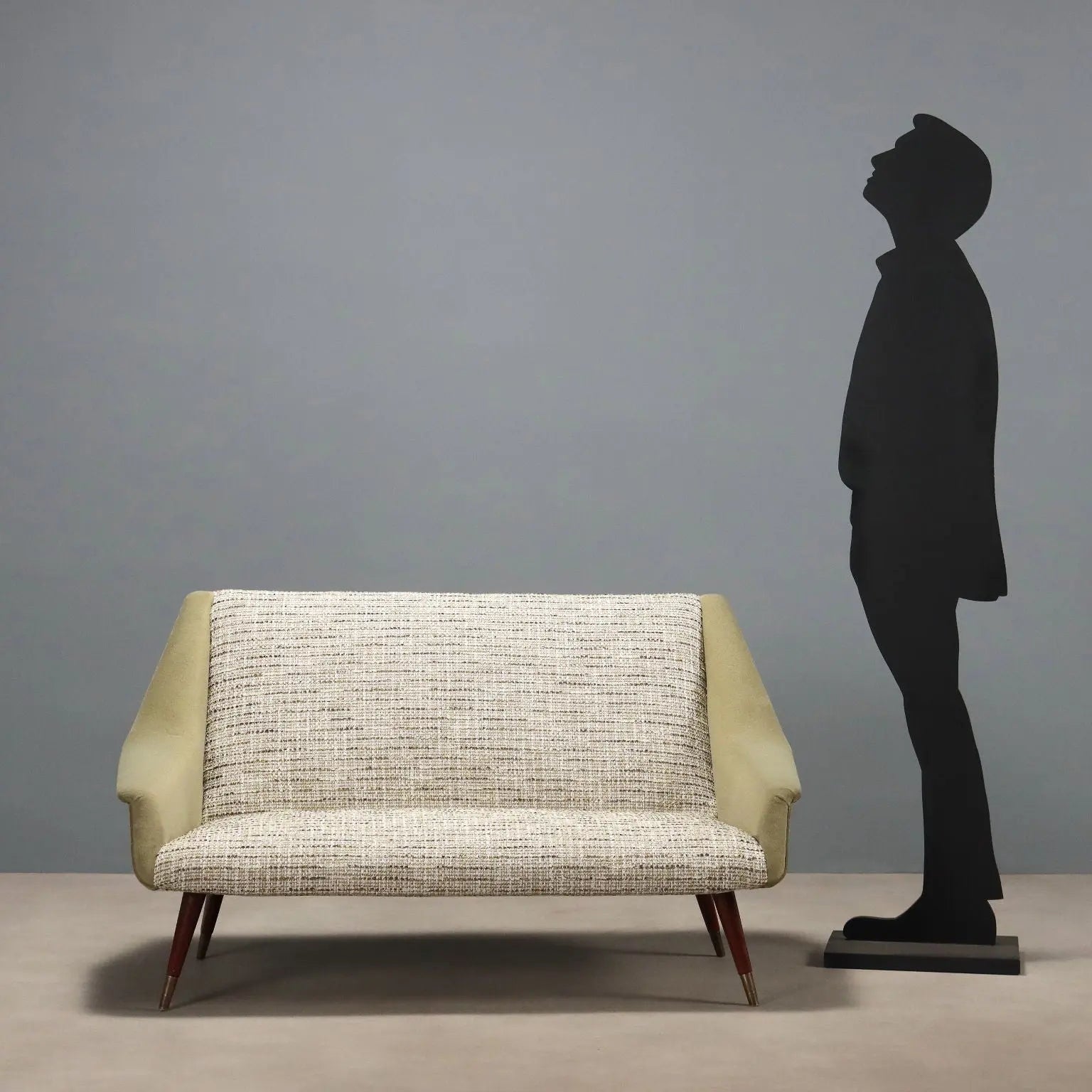Small Vintage Sofa Fabric Foam Design Italy 1950s-1960s