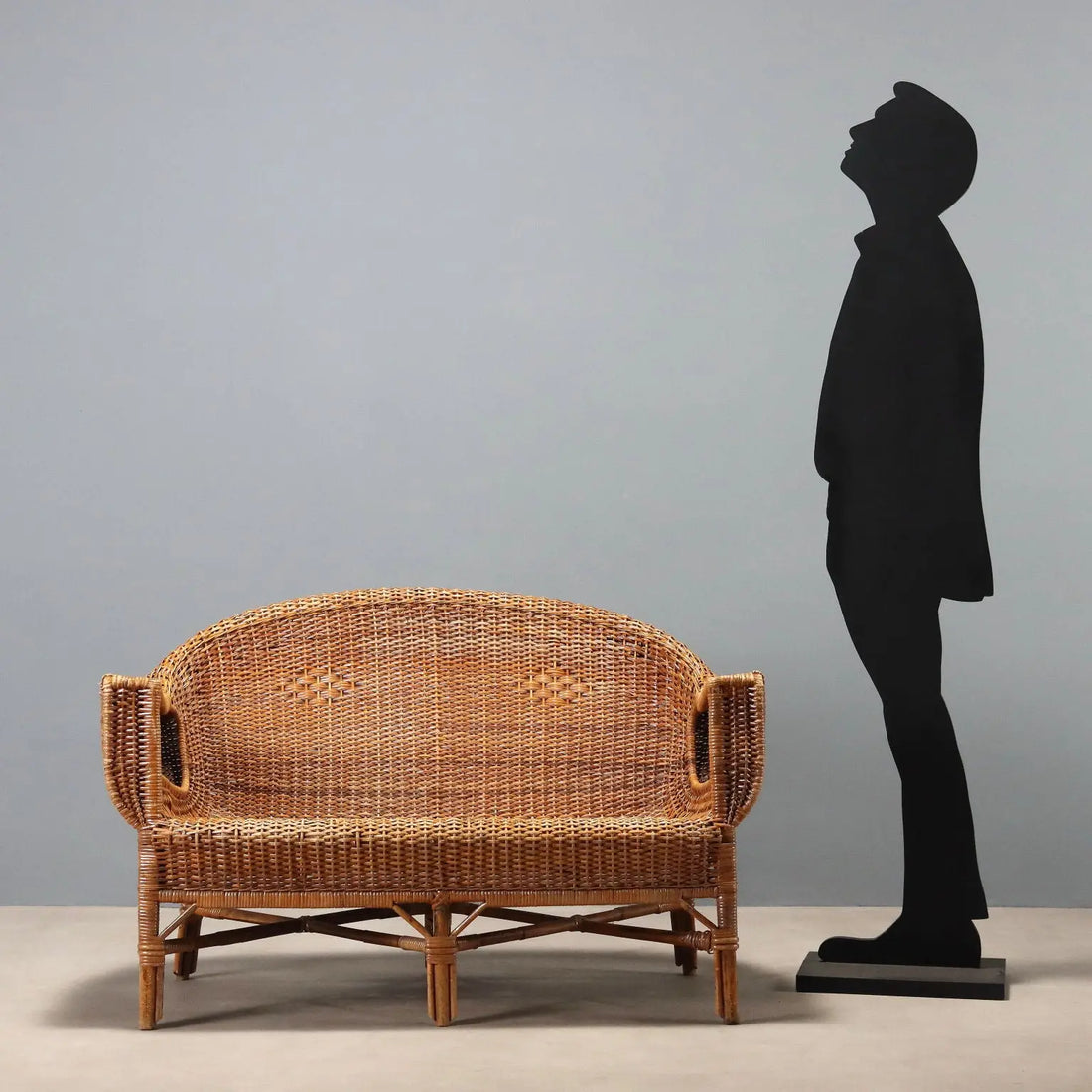Vintage Sofa Wicker Bamboo Design Italy 1950s-1960s