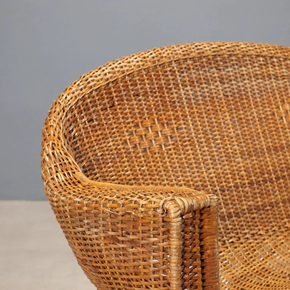 Vintage Sofa Wicker Bamboo Design Italy 1950s-1960s