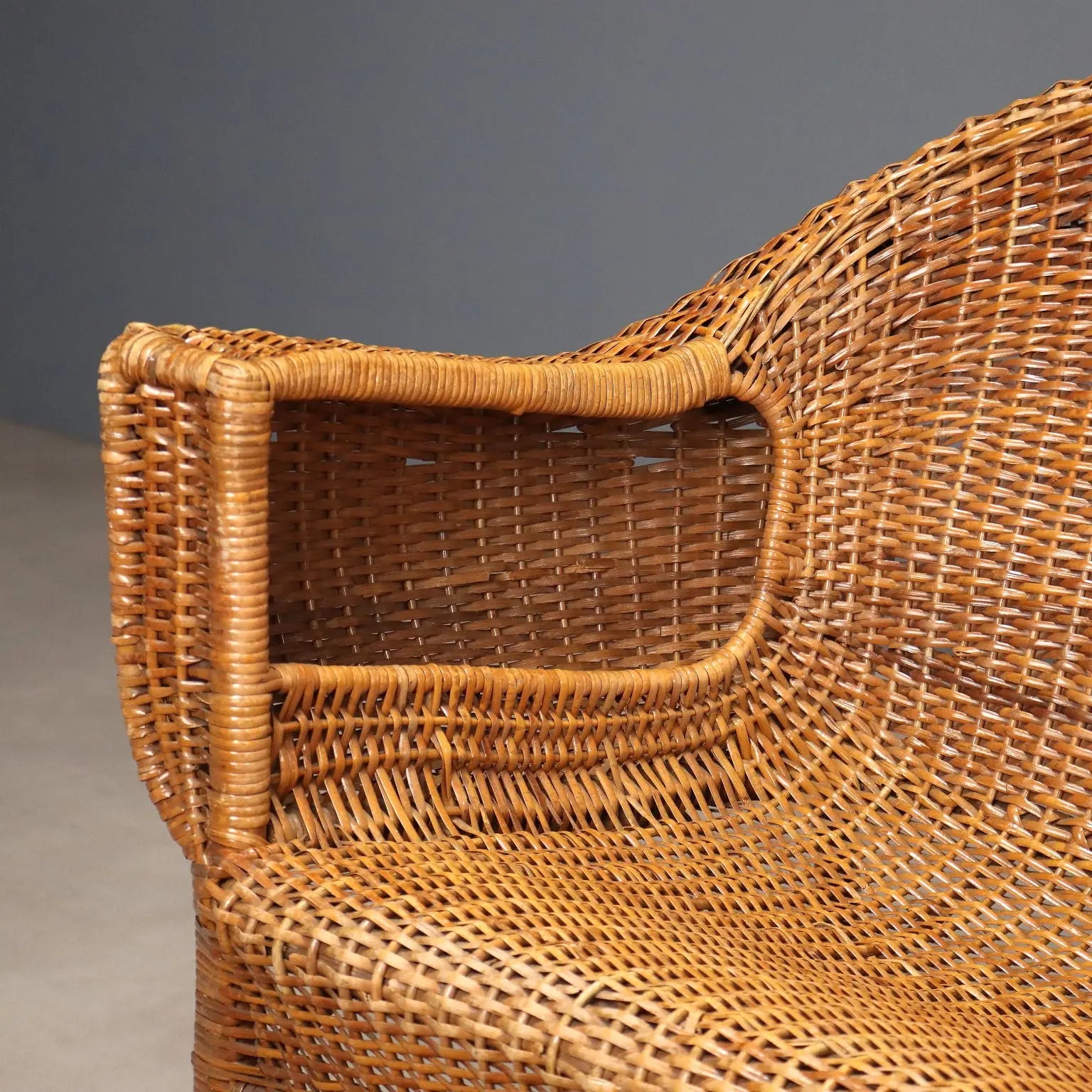 Vintage Sofa Wicker Bamboo Design Italy 1950s-1960s