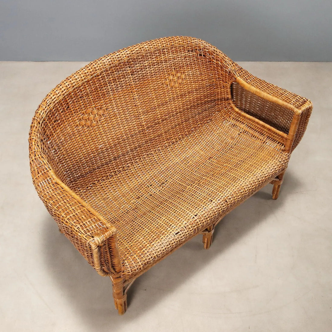 Vintage Sofa Wicker Bamboo Design Italy 1950s-1960s