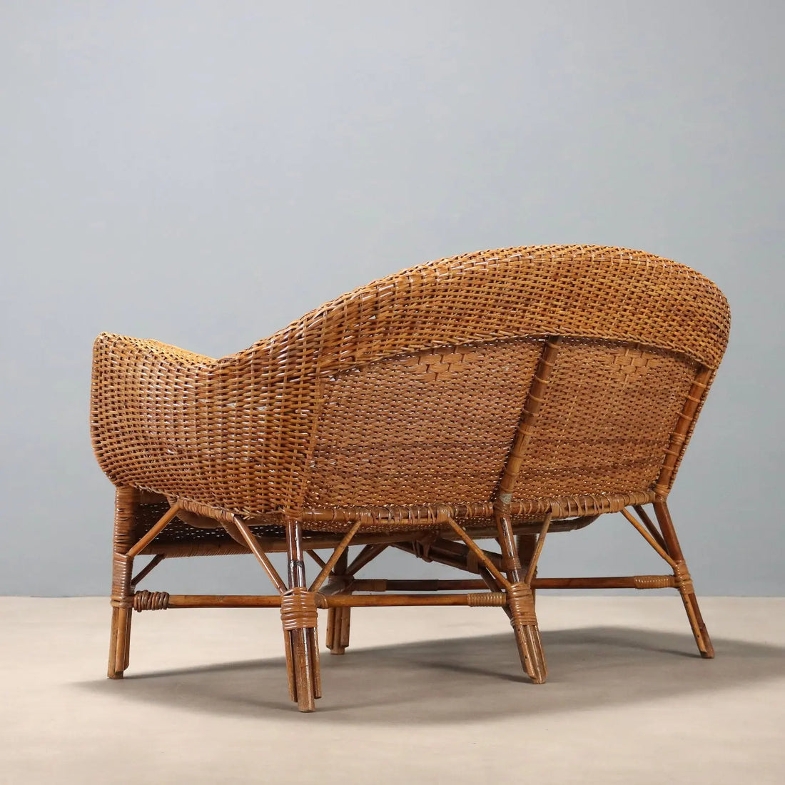Vintage Sofa Wicker Bamboo Design Italy 1950s-1960s