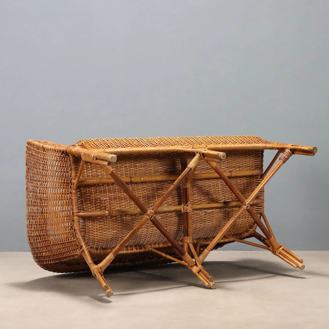 Vintage Sofa Wicker Bamboo Design Italy 1950s-1960s