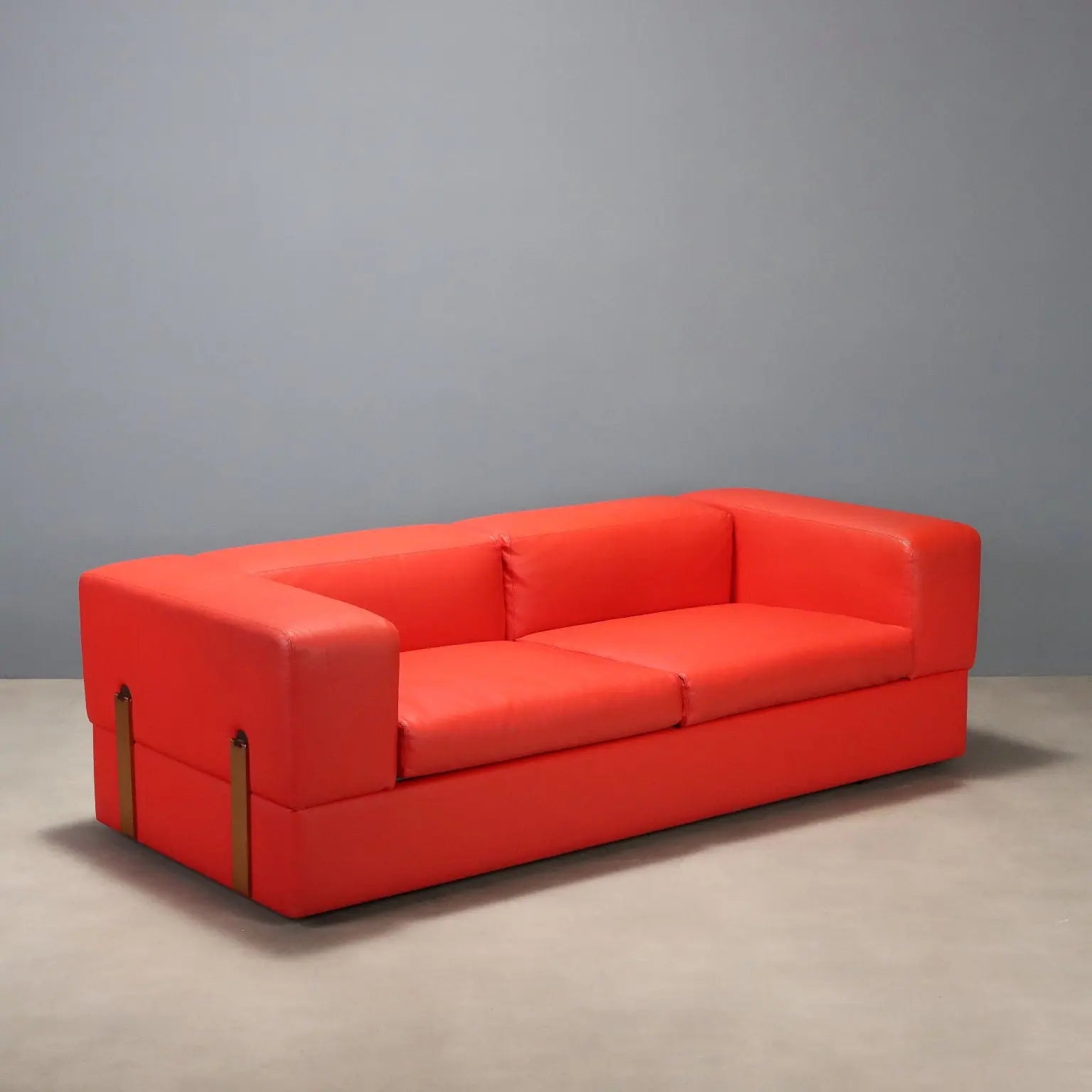 Vintage Sofa Cinova 711 Leather Design Tito Agnoli Italy 1960s