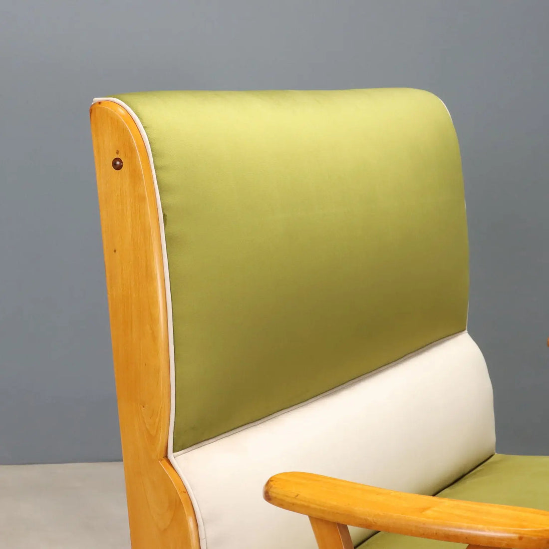 Vintage Sofa Two-Tone Velvet Beech Wood Design Italy 1950s