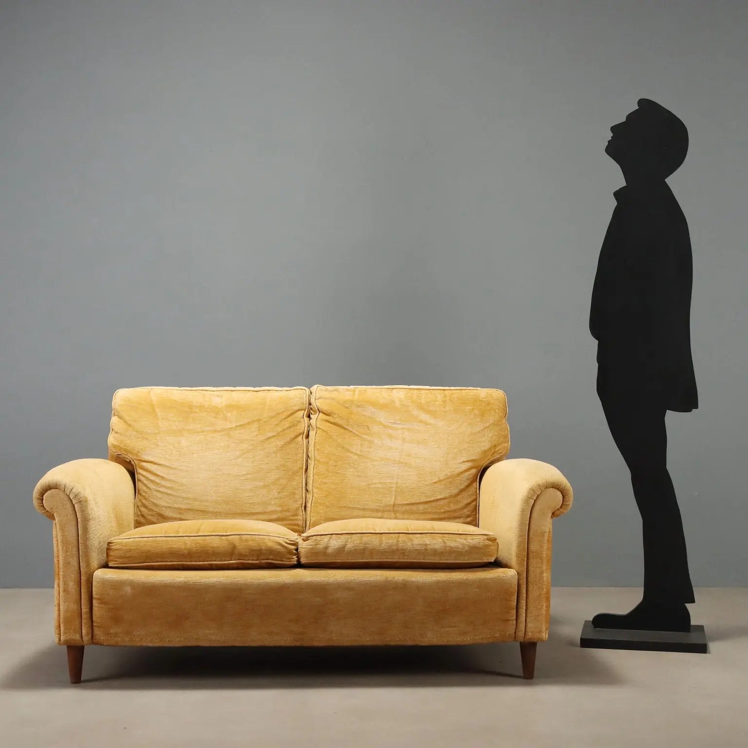 1950s Two-Seater Velvet Sofa for Restoration