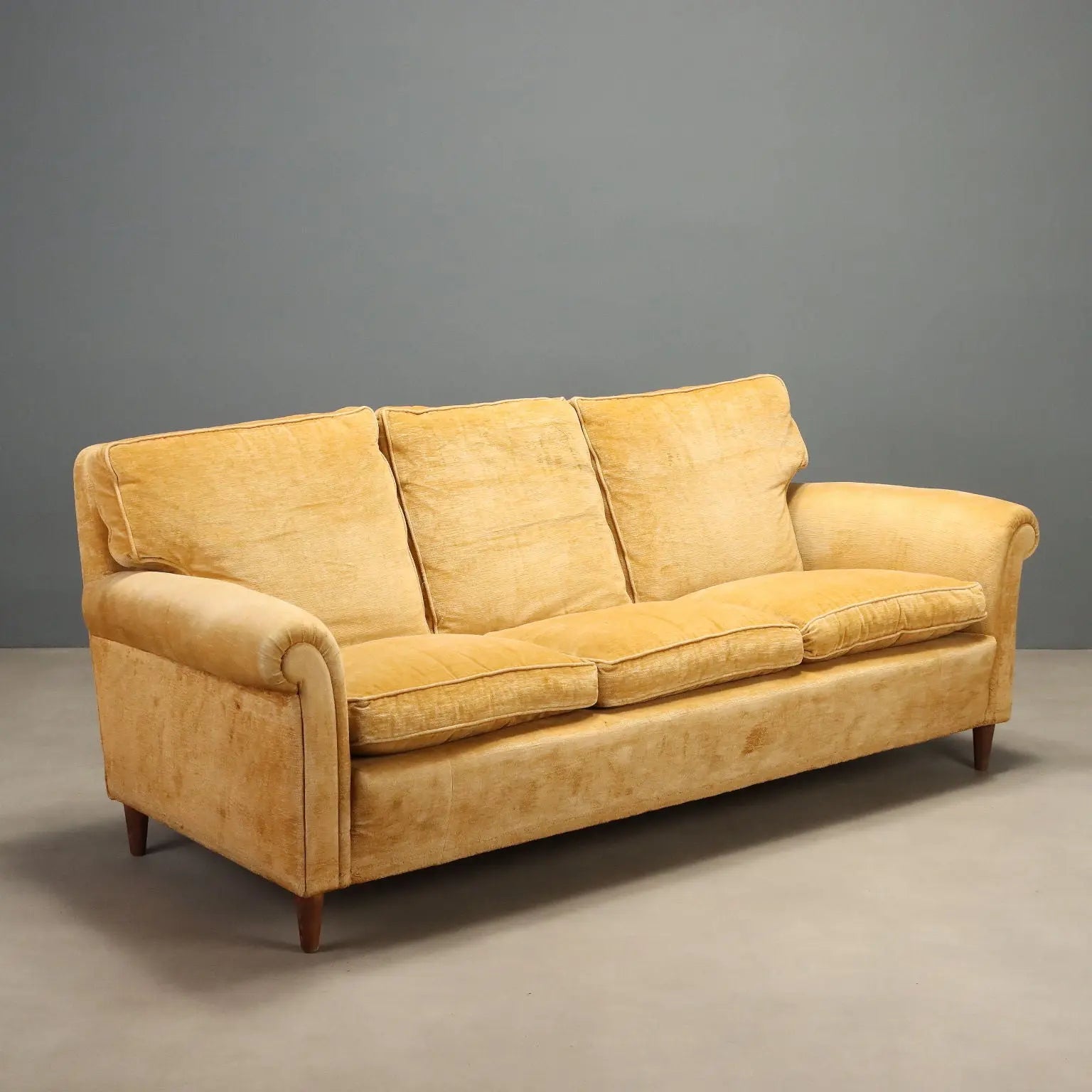 1950s Velvet Sofa in Yellow to Restore