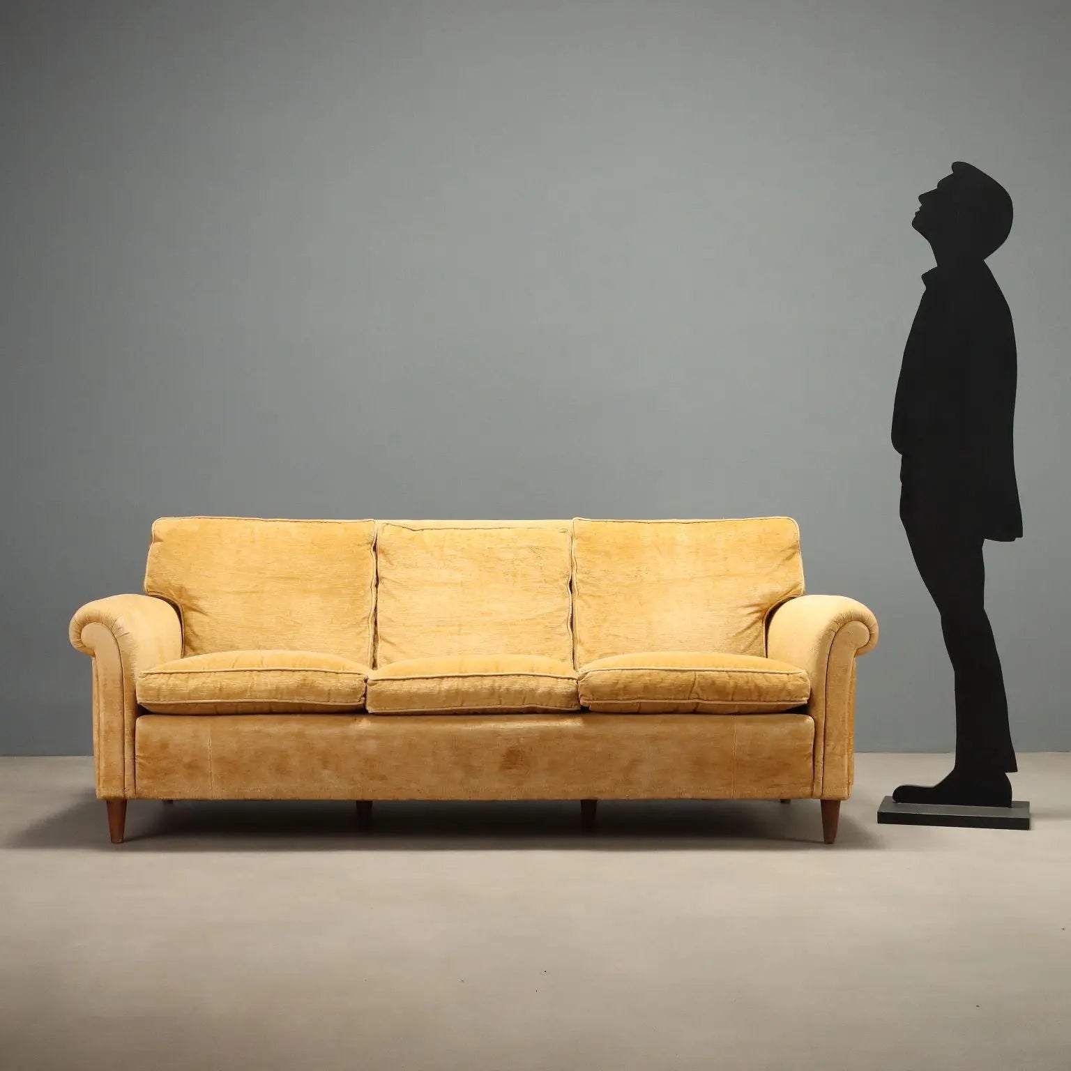 1950s Velvet Sofa in Yellow to Restore