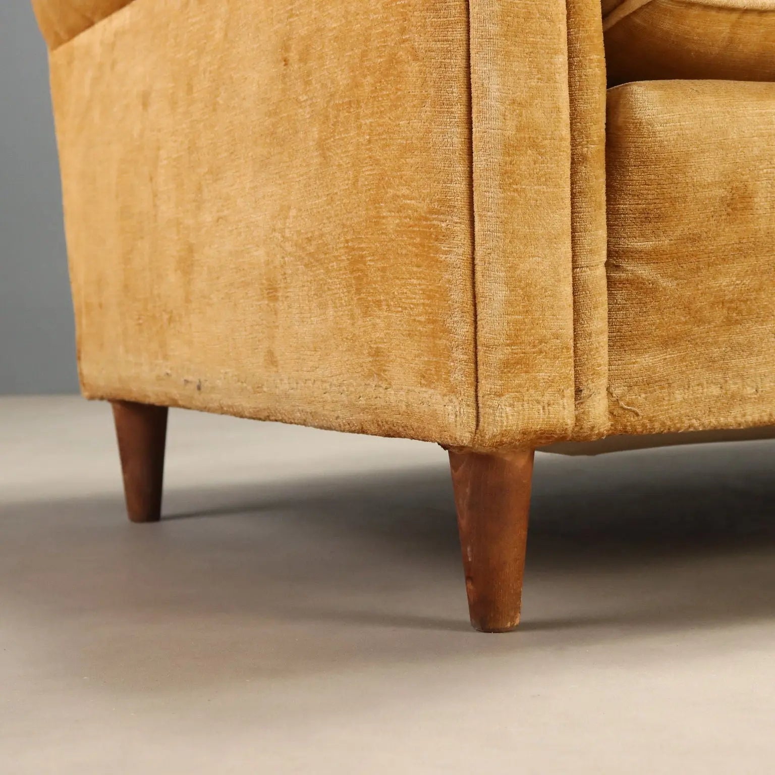 1950s Velvet Sofa in Yellow to Restore