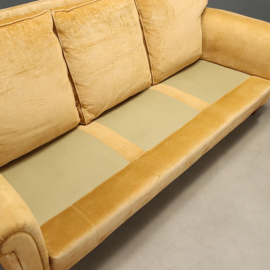 1950s Velvet Sofa in Yellow to Restore