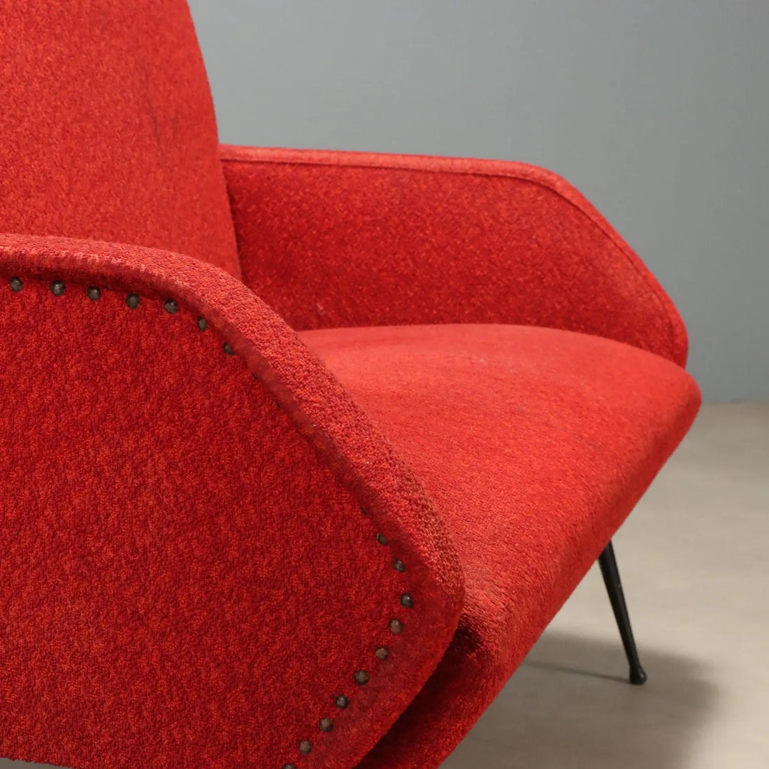 1960s Vintage Settee with Fabric and Metal Legs
