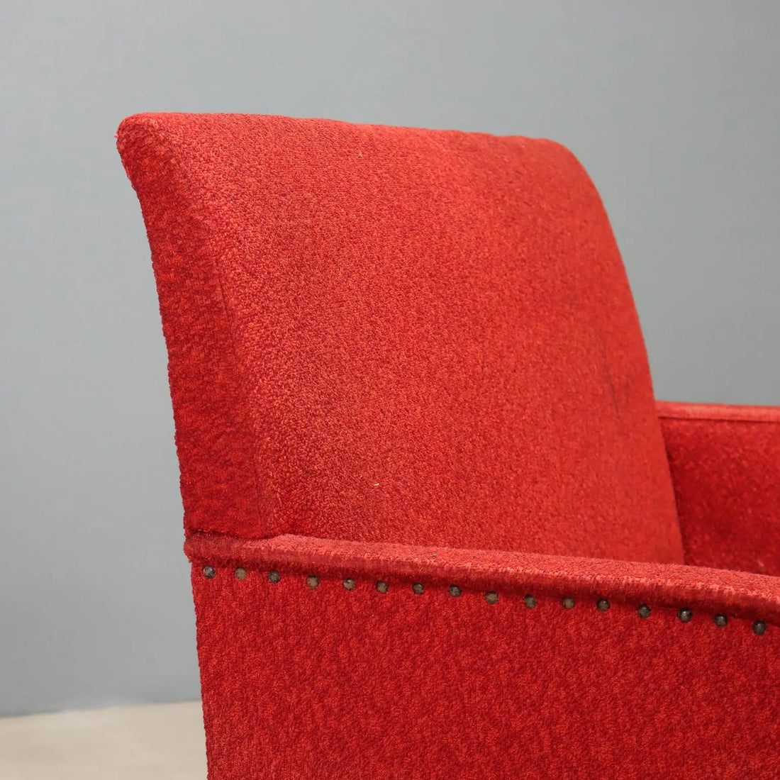 1960s Vintage Settee with Fabric and Metal Legs