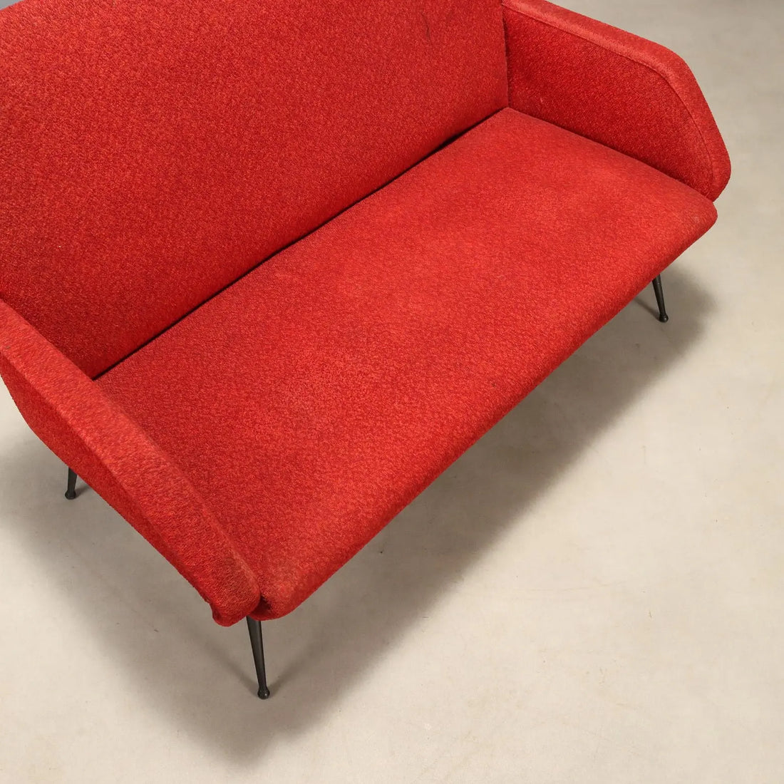 1960s Vintage Settee with Fabric and Metal Legs