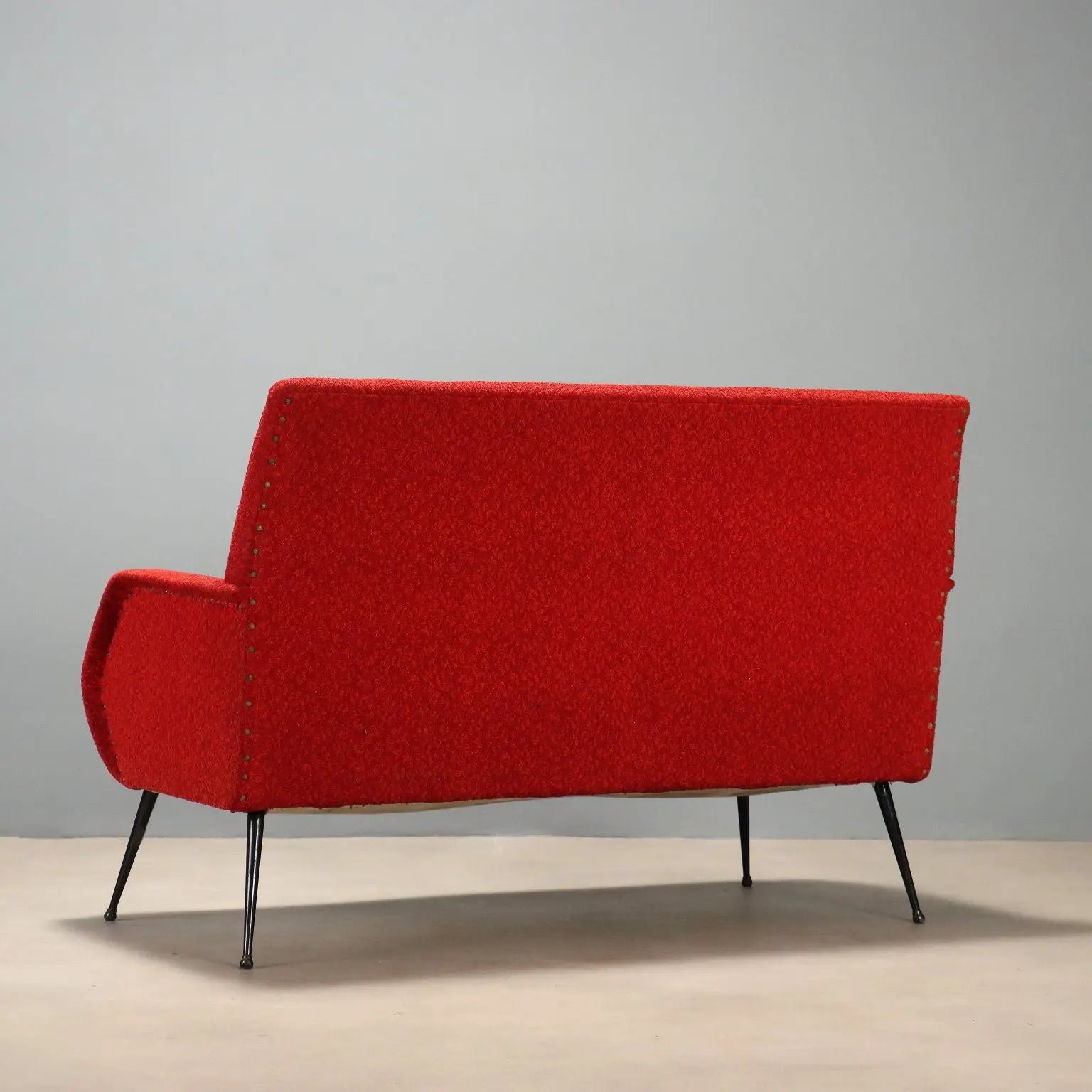 1960s Vintage Settee with Fabric and Metal Legs