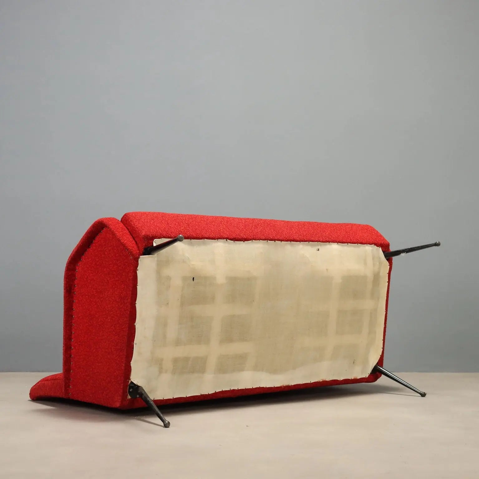 1960s Vintage Settee with Fabric and Metal Legs