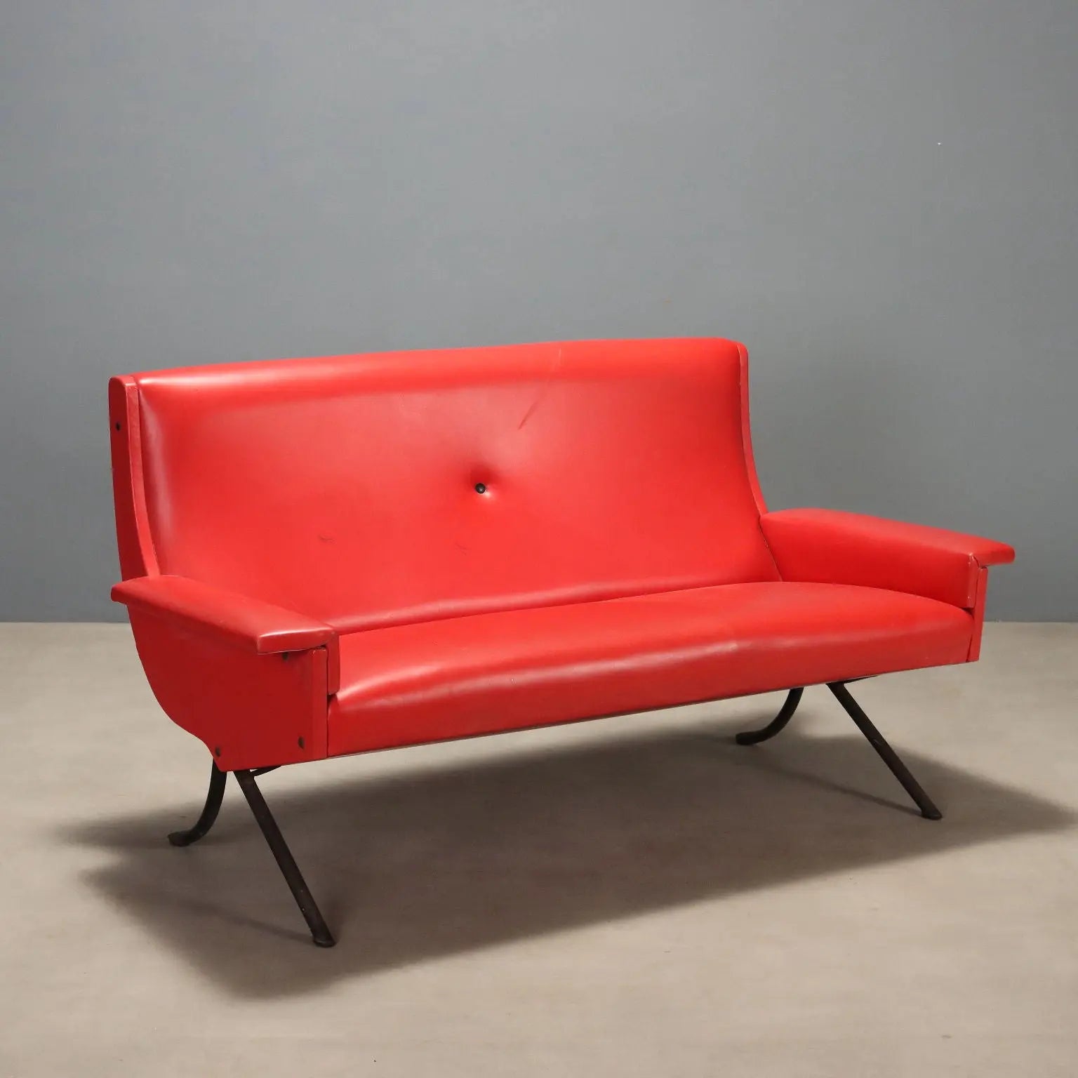 1960s Vintage Sofa in Red Skai