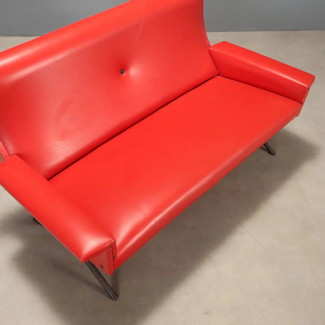 1960s Vintage Sofa in Red Skai