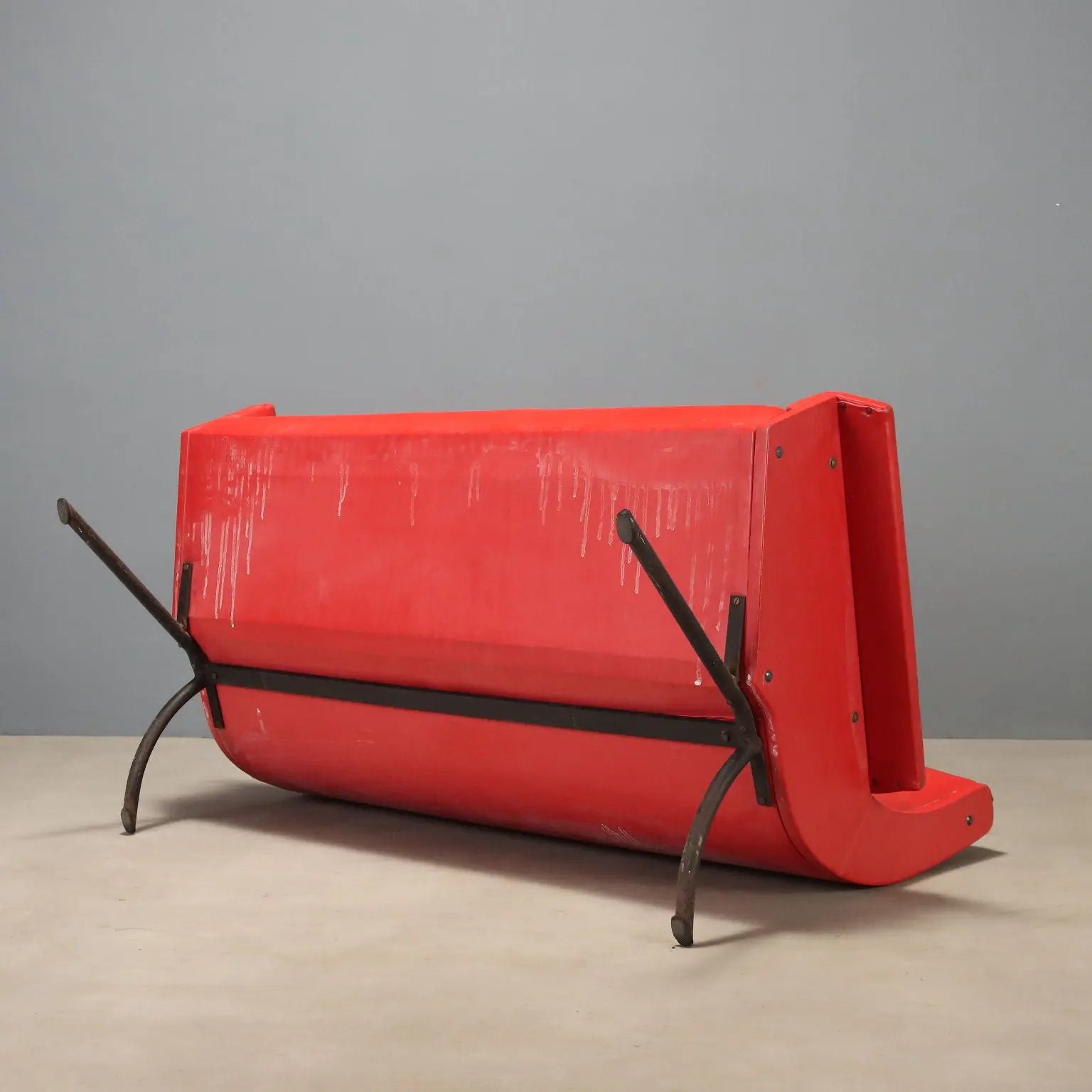 1960s Vintage Sofa in Red Skai