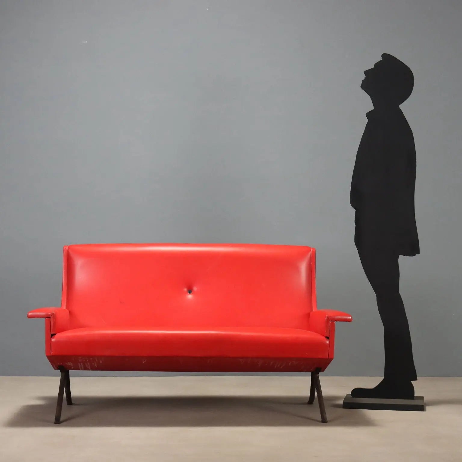 1960s Vintage Sofa in Red Skai