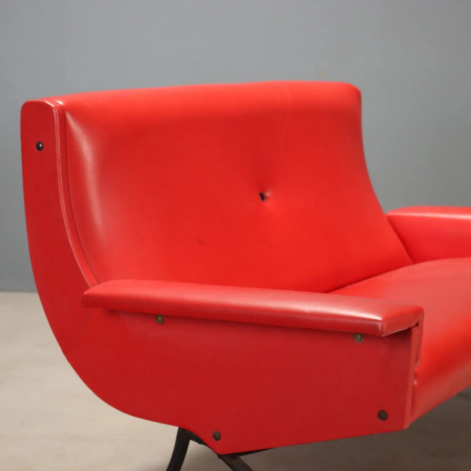 1960s Vintage Sofa in Red Skai