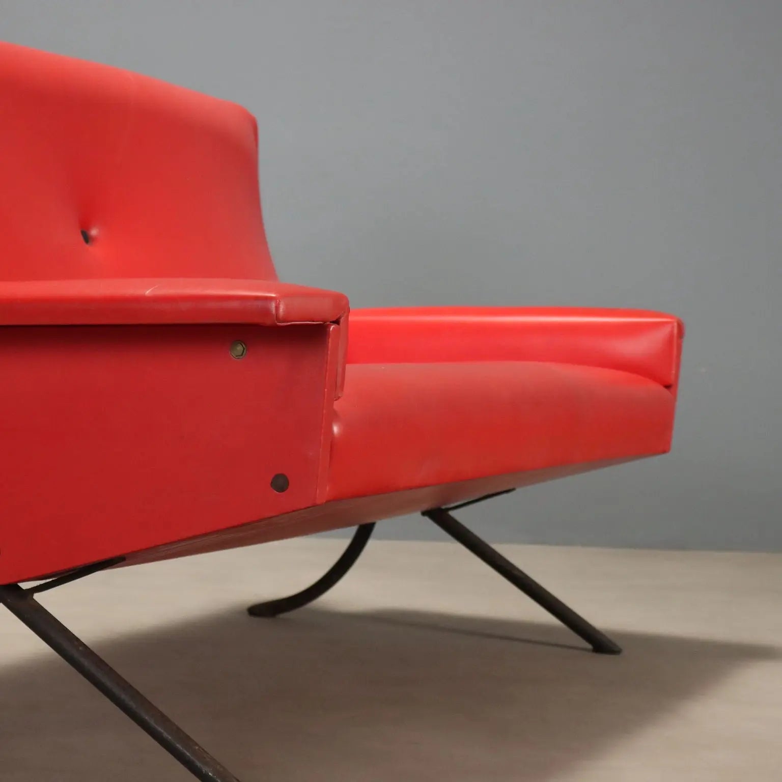 1960s Vintage Sofa in Red Skai