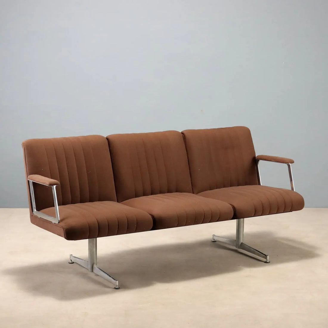 Vintage Three-Seater Sofa in Metal and Fabric