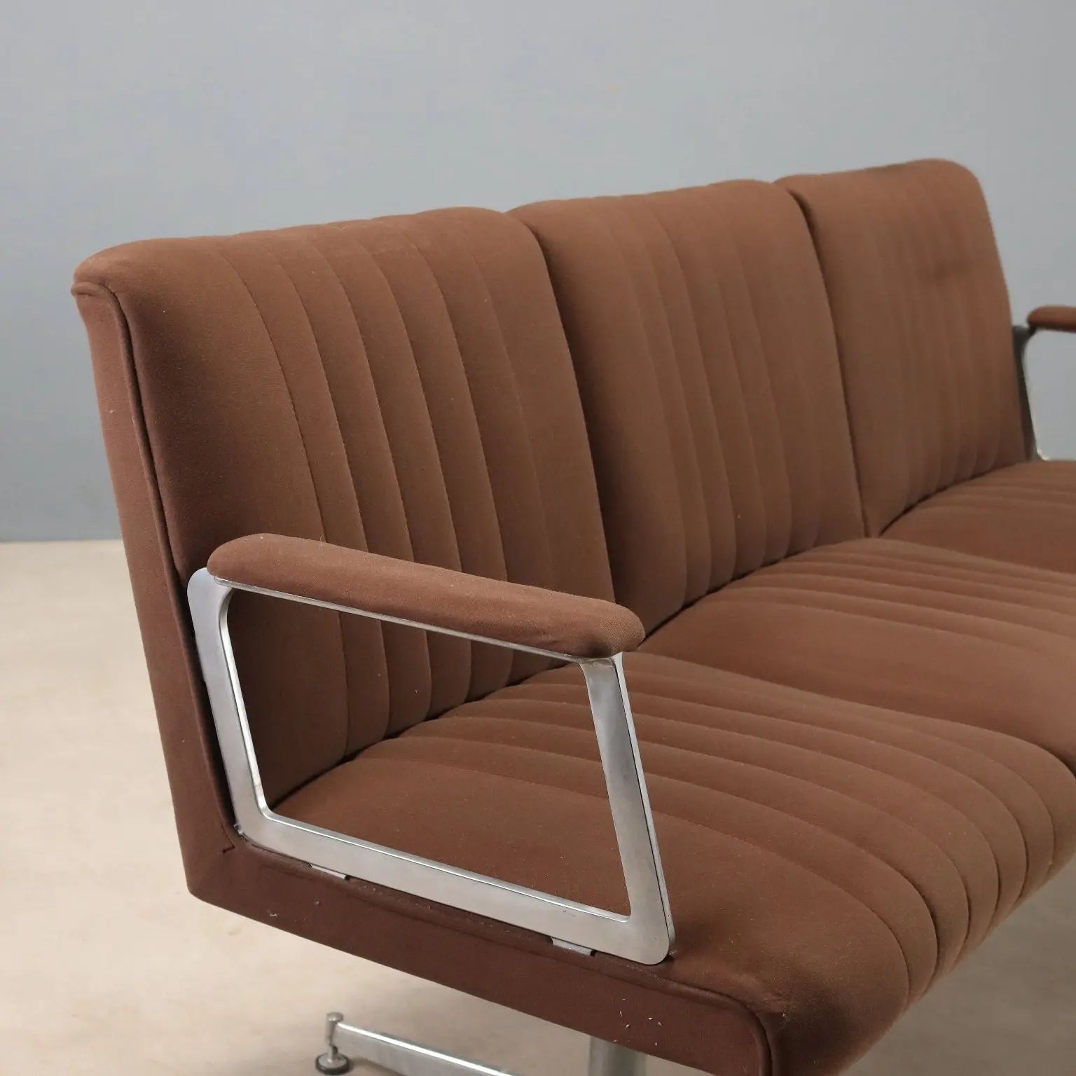Vintage Three-Seater Sofa in Metal and Fabric