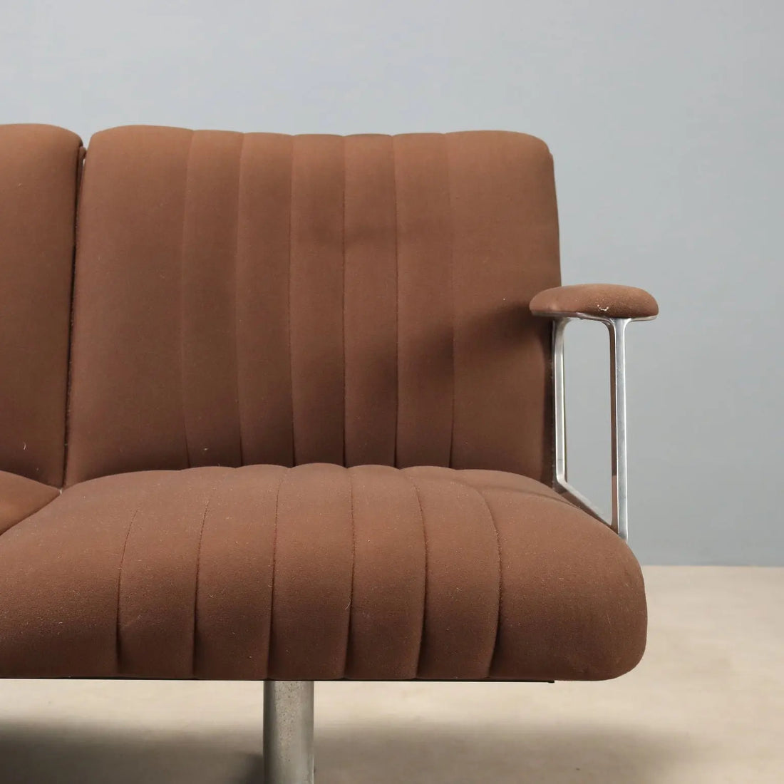 Vintage Three-Seater Sofa in Metal and Fabric