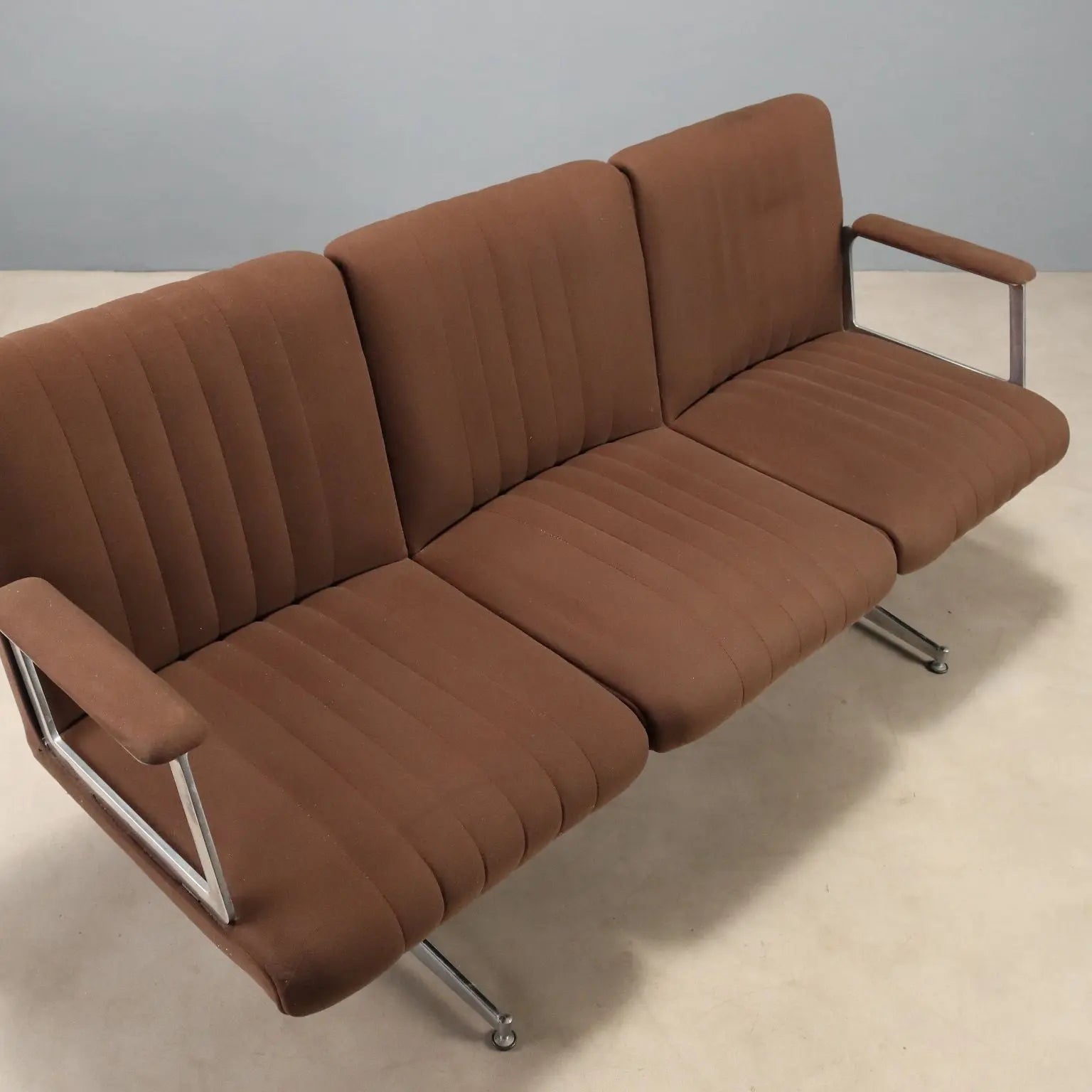 Vintage Three-Seater Sofa in Metal and Fabric