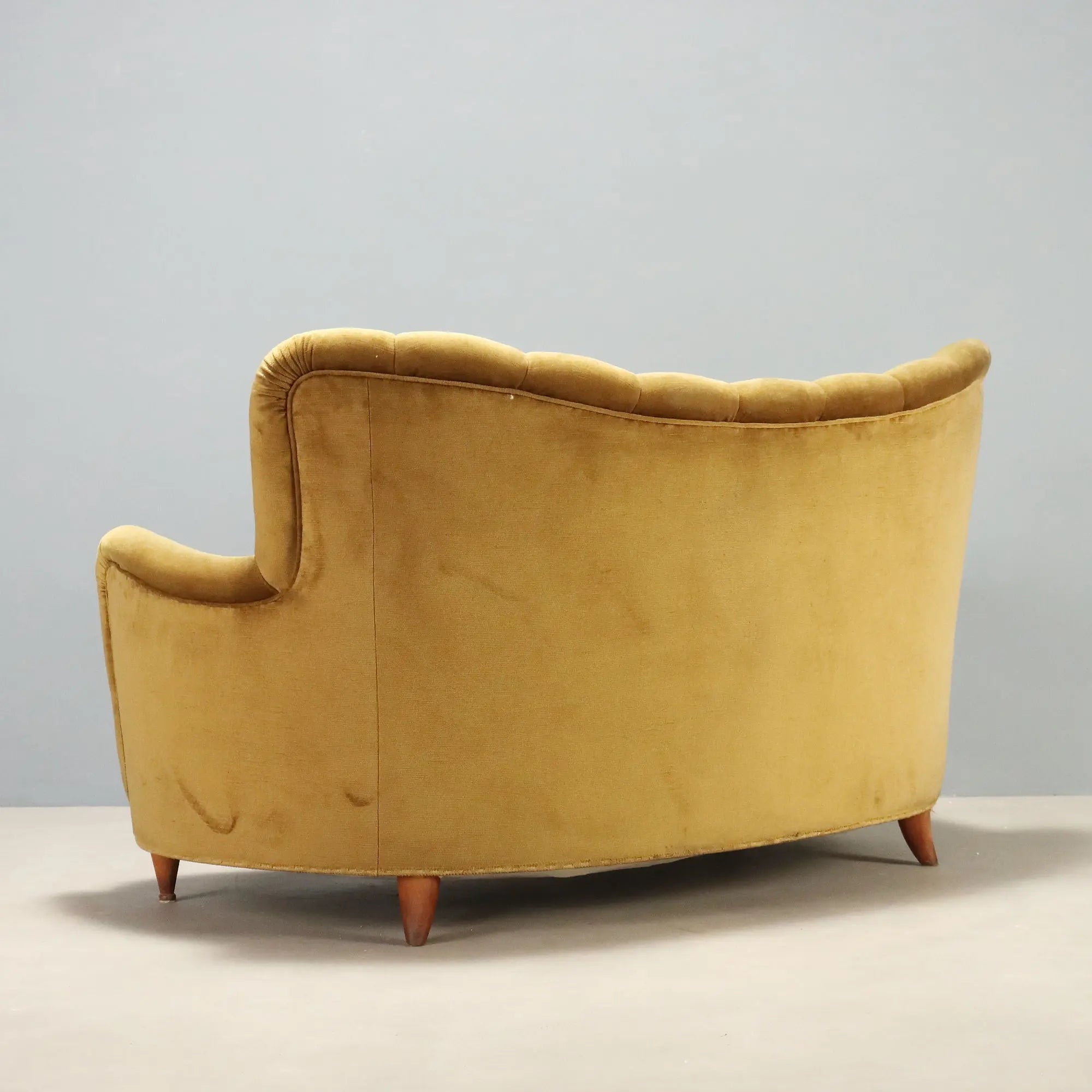 Vintage Sofa Fabric Wood Design Italy 1950s