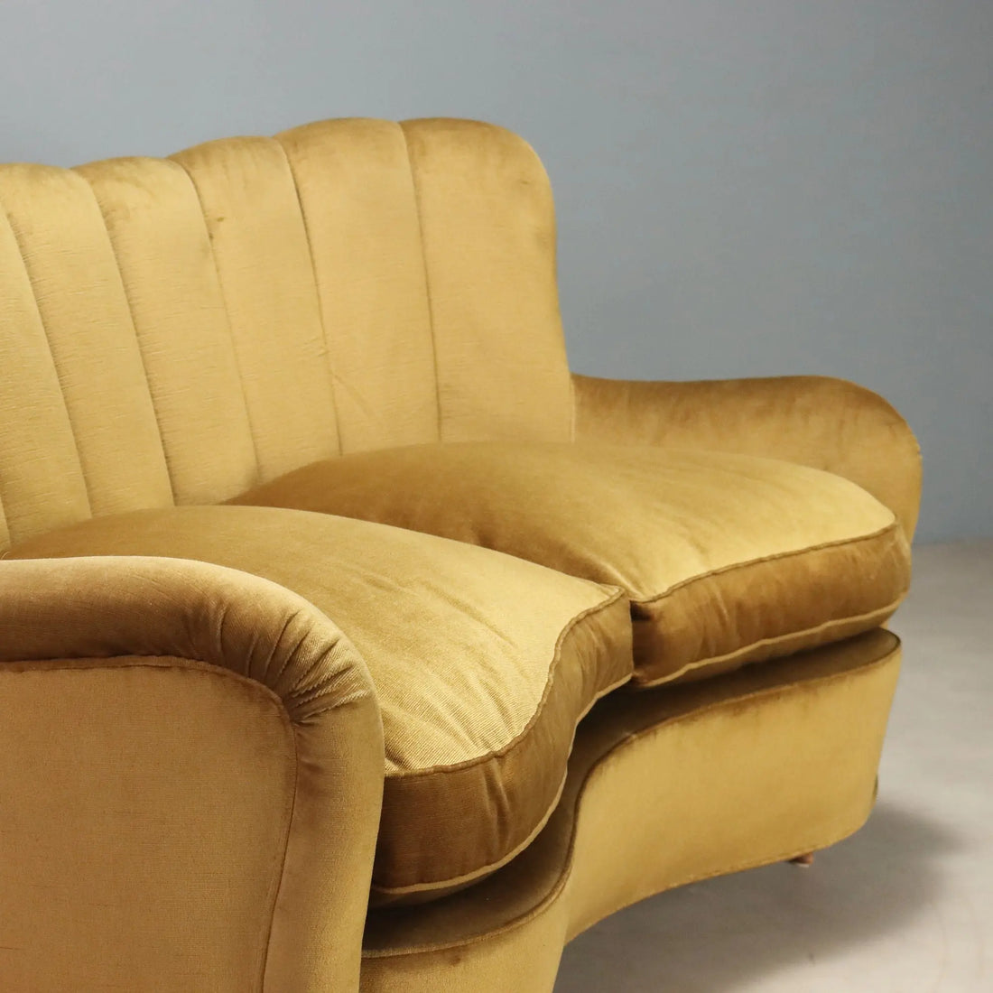 Vintage Sofa Fabric Wood Design Italy 1950s